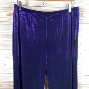 Chicos Traveler Velvet Pants Womens 2R Large Purple Pull On Business Party